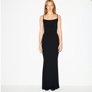 Skims Soft Lounge Maxi Dress Ribbed Black Onyx Large